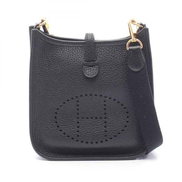 HERMES Evelyne TPM Shoulder Crossbody Bag Clemence leather Black GHW Used U