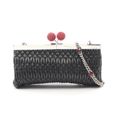 Miu Miu Materasse Kiss-lock Chain Shoulder Crossbody Bag leather Black Used