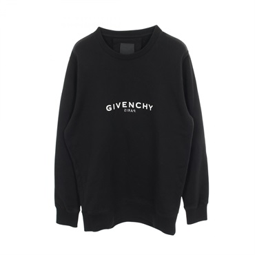 GIVENCHY Logo print sweat cotton Black White #XS Used mens