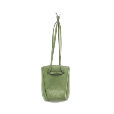 HERMES Vespa Drawstring Pouch Mini Bag Chevre leather Green Pelouse SHW Used E