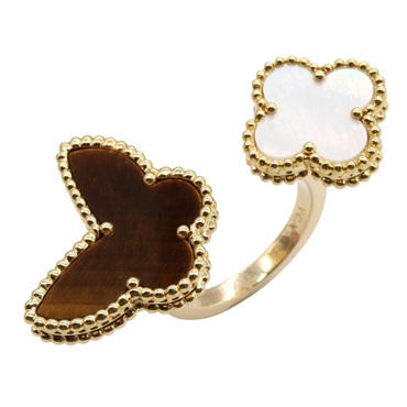 Van Cleef & Arpels Lucky Alhambra Entre Les Doors Ring 18KYG Gold #51 women