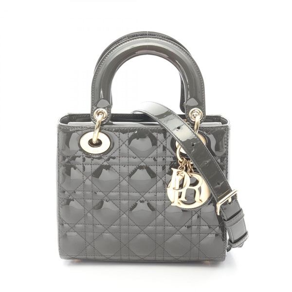 Christian Dior Lady Dior Small Cannage crossbody Handbag Patent leather charcoal