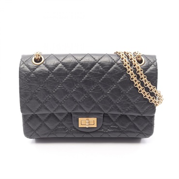 CHANEL 2.55 Matelasse Chain Shoulder Bag A37586 Calfskin leather Black Used GHW