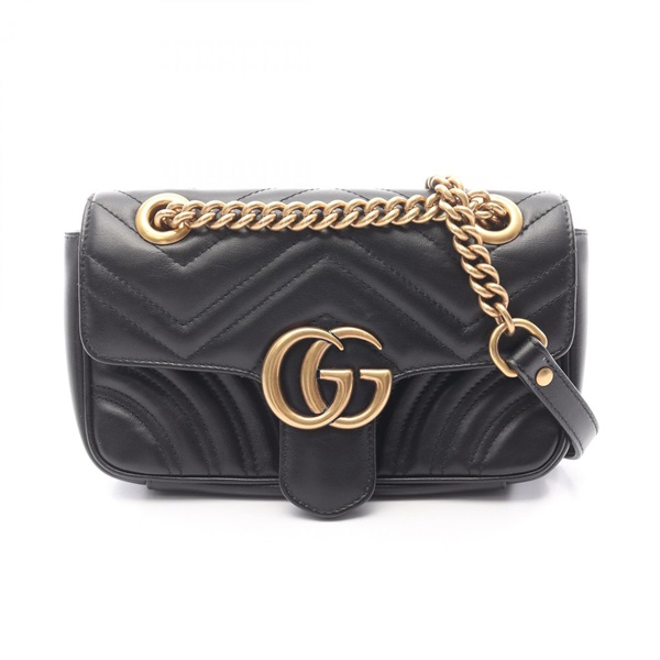 GUCCI GG Marmont chain Shoulder Bag 446744 leather Black Used Women