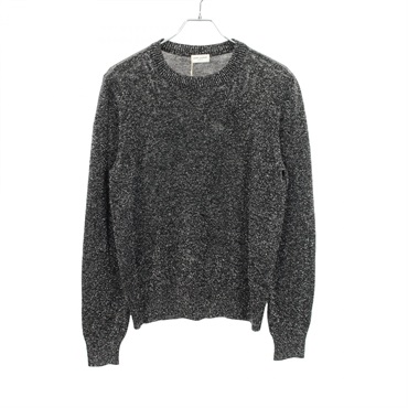 SAINT LAURENT PARIS Crew neck Lame knit 543489 wool Nylon Black Silver #L Used Women