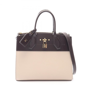 LOUIS VUITTON City Steamer MM shoulder Handbag M55345 leather Beige Brown used