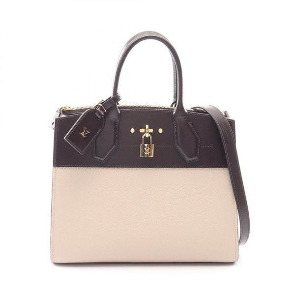 LOUIS VUITTON City Steamer MM shoulder Handbag M55345 leather Beige Brown used