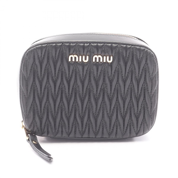 Miu Miu Materasse Pouch purse zip around leather Black Used Women