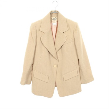 HERMES Tailored jacket Blazer #42 wool Beige Beige Used Women