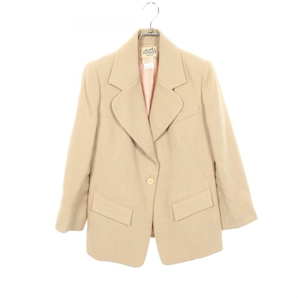 HERMES Tailored jacket Blazer #42 wool Beige Beige Used Women