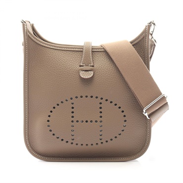HERMES Evelyne 23 Shoulder Crossbody Bag Clemence leather Etoupe Grey SHW G