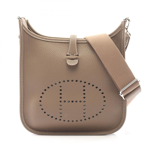 HERMES Evelyne 23 Shoulder Crossbody Bag Clemence leather Etoupe Grey SHW G