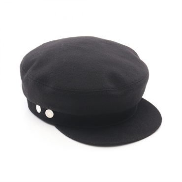 HERMES Deauville Casquette Hat Cap 55cm cashmere Black Used Women