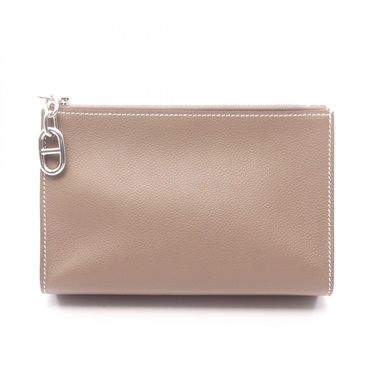 HERMES Zipengo PM PM Chaine d'Ancre Pouch Case Evercolor leather Gray SHW Used K