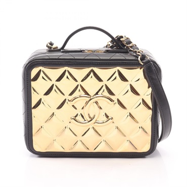 CHANEL Matelasse Vanity Chain Shoulder Crossbody Bag Lamb leather Black GHW Used