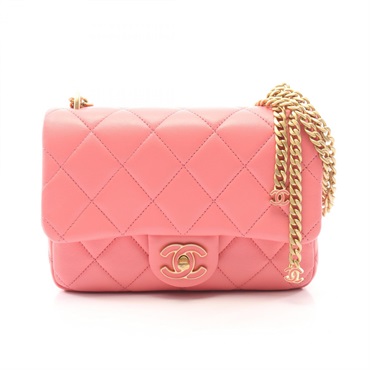 CHANEL Matelasse Chain Shoulder Handbag AS3114 Lamb leather Pink GHW Used Women