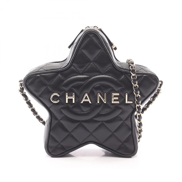 CHANEL Matelasse Star Chain Shoulder Crossbody Bag AS4579 leather Black GHW Used