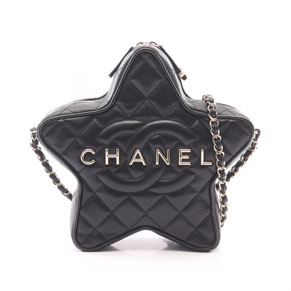 CHANEL Matelasse Star Chain Shoulder Crossbody Bag AS4579 leather Black GHW Used