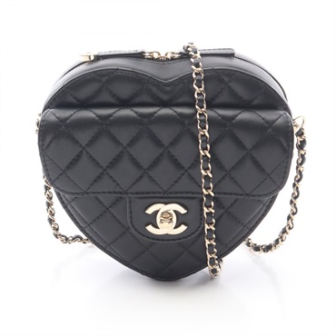 CHANEL Matelasse Heart Chain Shoulder Crossbody Handbag AS3191 leather GHW Used