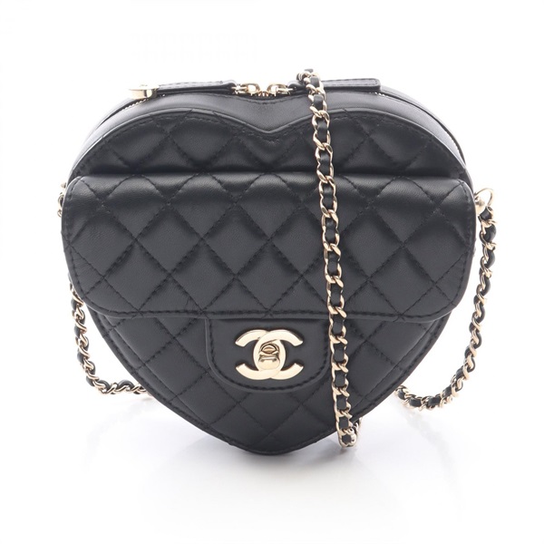 CHANEL Matelasse Heart Chain Shoulder Crossbody Handbag AS3191 leather GHW Used