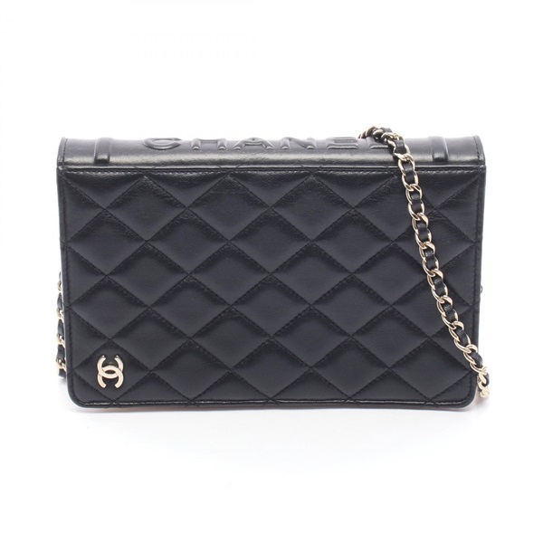 CHANEL BOOK Matelasse Chain Crossbody Bag Wallet AP2952 leather Black GHW Used