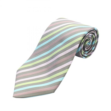 HERMES stripe Tie Silk Gray Multicolor Used mens