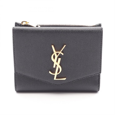 SAINT LAURENT PARIS Uptown Bi-fold wallet 5822961GF0J1000 leather Blk Used YSL