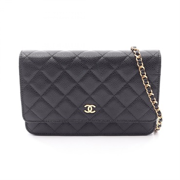 CHANEL Matelasse chain crossbody Shoulder Bag AP0250 Calfskin Black Used GHW