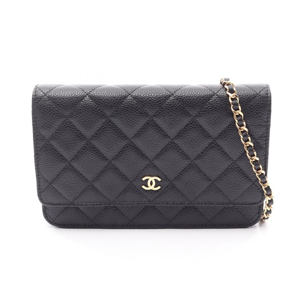 CHANEL Matelasse chain crossbody Shoulder Bag AP0250 Calfskin Black Used GHW