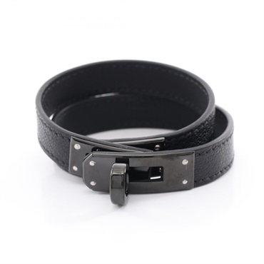 HERMES Kelly Double Tour Bracelet 010680CH Chevre Chamkila leather Black Used