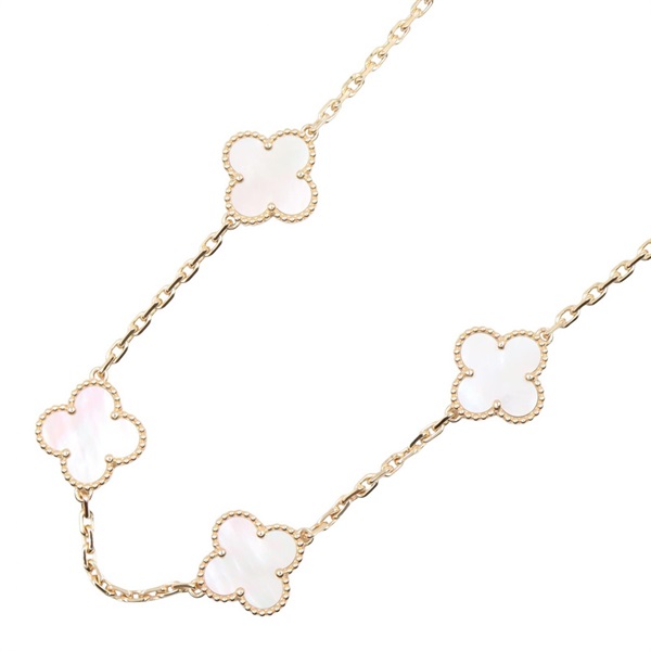 Van Cleef & Arpels Vintage Alhamb 10P Necklace 18KYG Gold Mother of pearl Gold