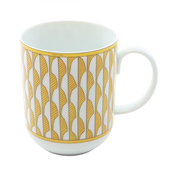 HERMES Soleil dHermes Mug cup Tableware Pottery White Yellow Used unisex