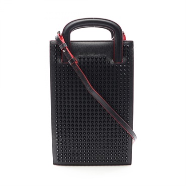 Christian Louboutin Trick Track Small Shoulder Handbag Leather Black Used
