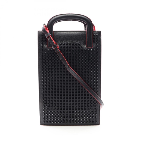 Christian Louboutin Trick Track Small Shoulder Handbag Leather Black Used