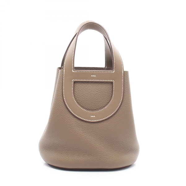 HERMES in the loop 18 Handbag K Taurillon Clemence Etoupe Grey Used GHW