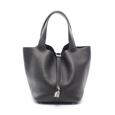 HERMES Picotin Lock MM tote Handbag Y Taurillon Clemence Black Used SHW