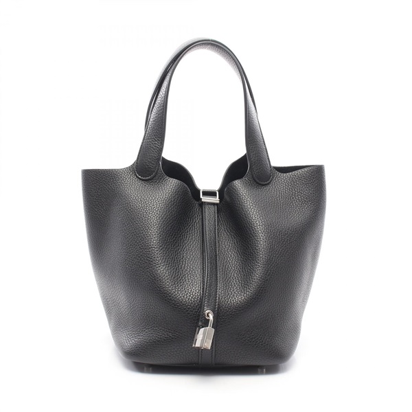 HERMES Picotin Lock MM tote Handbag Y Taurillon Clemence Black Used SHW