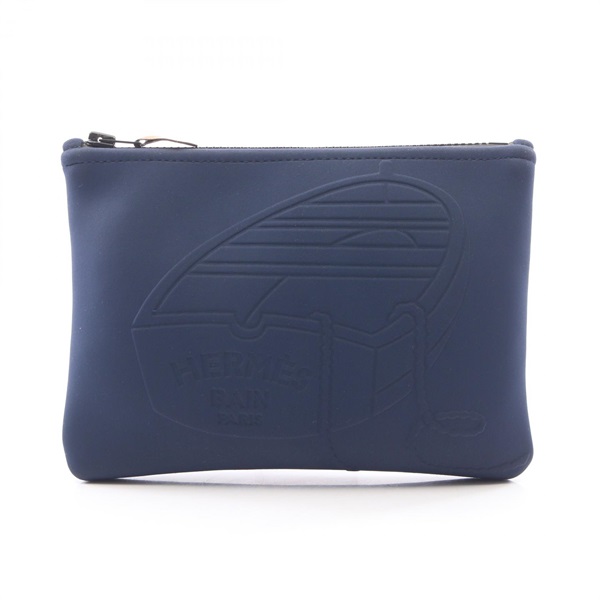 HERMES Neoban Thalassa PM Pouch purse H103747M01 Nylon Neoprene Marine Used BKHW
