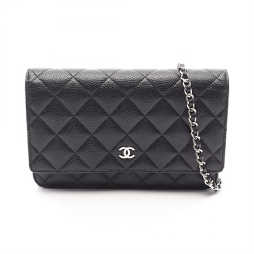 CHANEL Matelasse Chain Shoulder Bag AP0250 Calfskin leather Black Used SHW CC