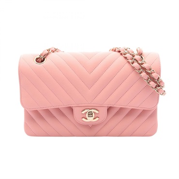 CHANEL Matelasse Double flap Chain Shoulder Handbag A01113 leather Pink GHW CC