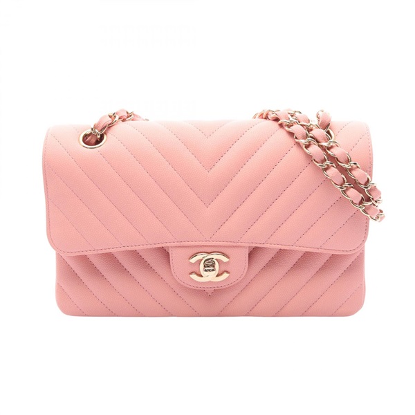 CHANEL Matelasse Double flap Chain Shoulder Handbag A01113 leather Pink GHW CC
