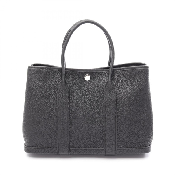 HERMES Garden party TPM Hand Tote Bag Negonda leather Black Used Women SHW