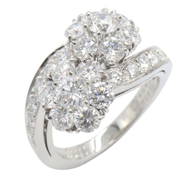 Van Cleef & Arpels Snowflake Didouble Fleur Diamond Ring Pt950 Women US size #5