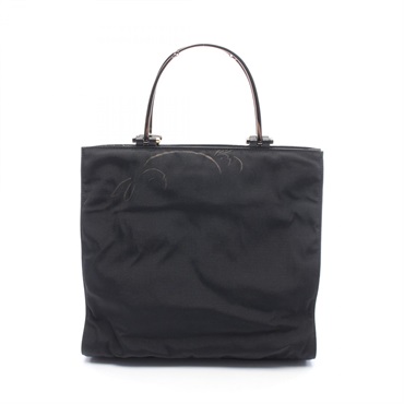 GUCCI Tote Hand Bag 002 1025 leather Nylon canvas Black Used Women