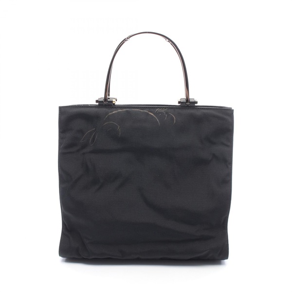 GUCCI Tote Hand Bag 002 1025 leather Nylon canvas Black Used Women