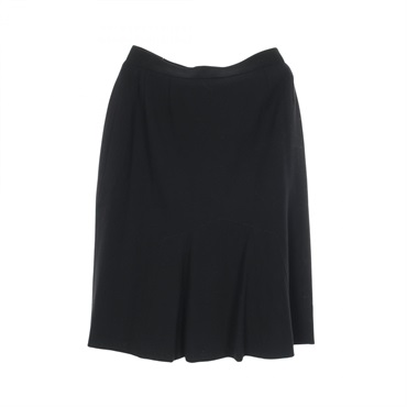 CHANEL COCO Mark button Skirt #40 P09555V05812 wool silk Black Used Women CC