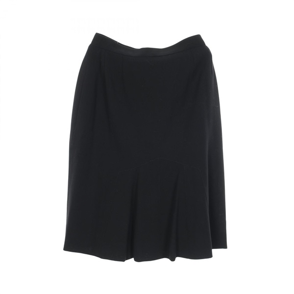 CHANEL COCO Mark button Skirt #40 P09555V05812 wool silk Black Used Women CC
