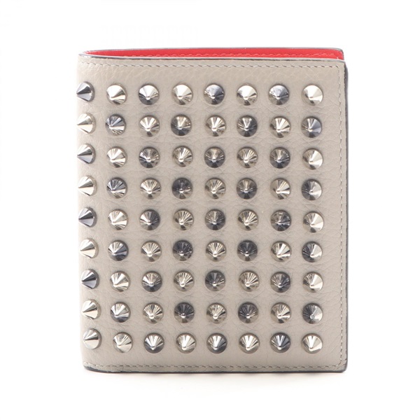 Christian Louboutin PAROS Spike Studs Bi-fold wallet leather Gray Used Women