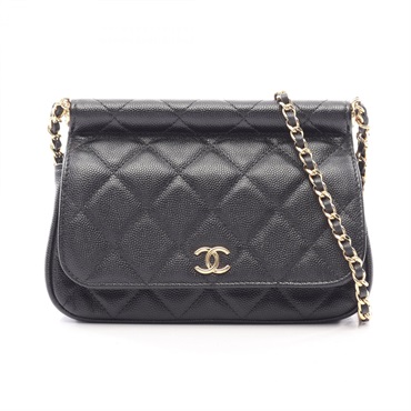 CHANEL Matelasse Chain Shoulder Crossbody Bag Grained Calf leather BK GHW Used