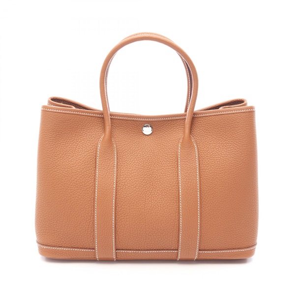 HERMES Garden party TPM Tote hand Bag K Negonda leather Gold Used Women SHW